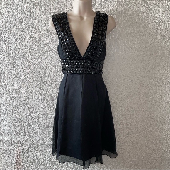 BEBE PARTY COCKTAIL SPARKLY SILK SLEEVELESS DRESS size S - Picture 4 of 7
